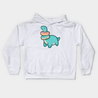 Cute Long Neck with dognuts, Brontosaurus, Brachiosaurus Kids Hoodie